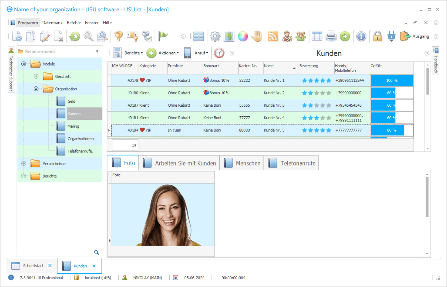 Programm für Client-Datenbank - Screenshot des Programms
