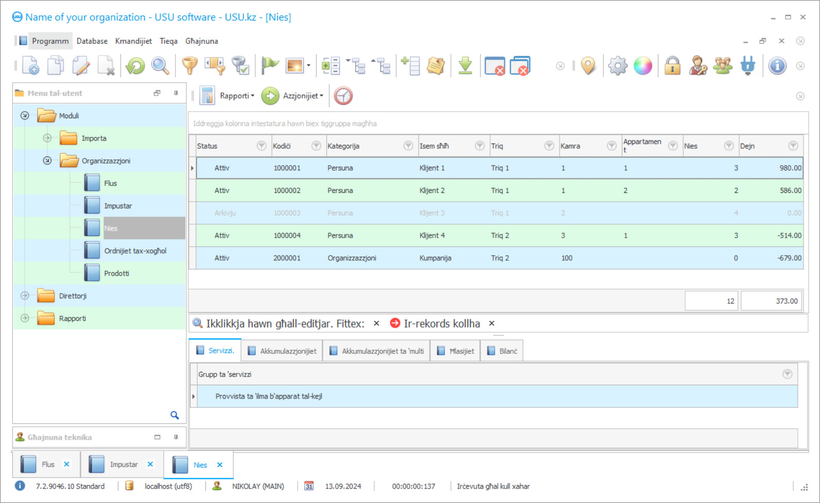 Programm għall-utilitajiet - Screenshot tal-programm