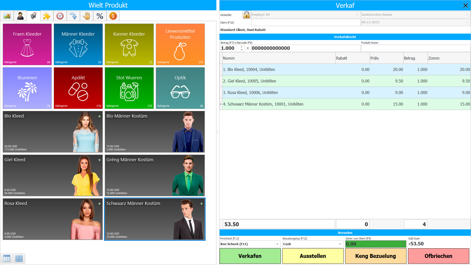 Comptablesmethod fir Clienten am CRM - Programm Screenshot