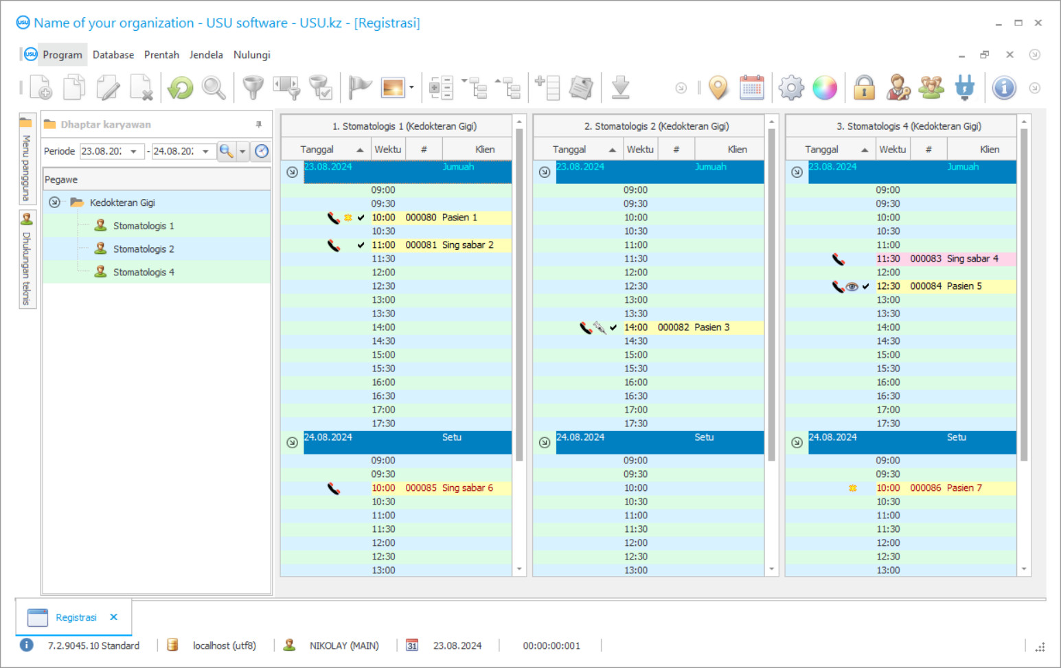 Program kanggo dokter gigi - Screenshot program