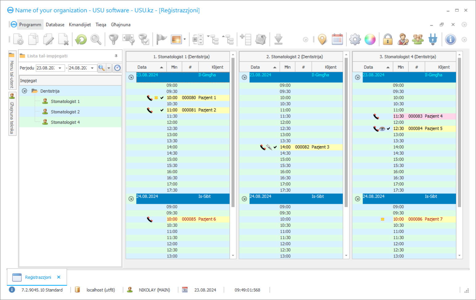 Programm għad-dentistrija - Screenshot tal-programm