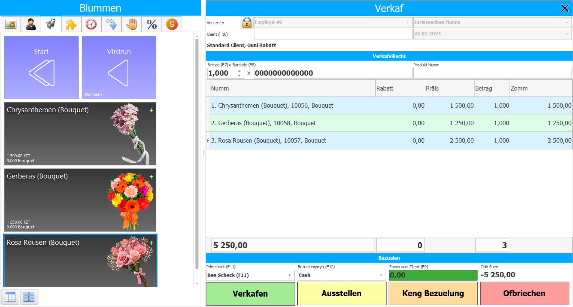 Programm fir e Blummebuttek - Programm Screenshot