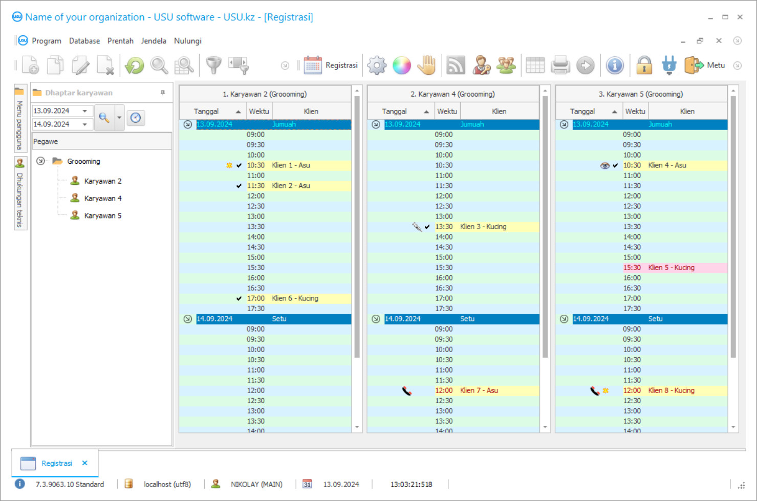 Program kanggo salon dandan - Screenshot program