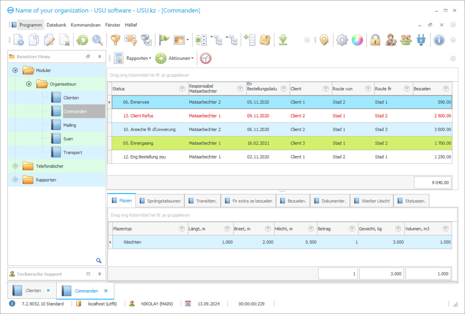 Programm fir Logistik - Programm Screenshot