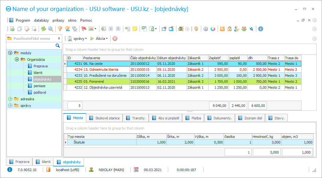 Účtovníctvo pre logistov - Snímka obrazovky programu