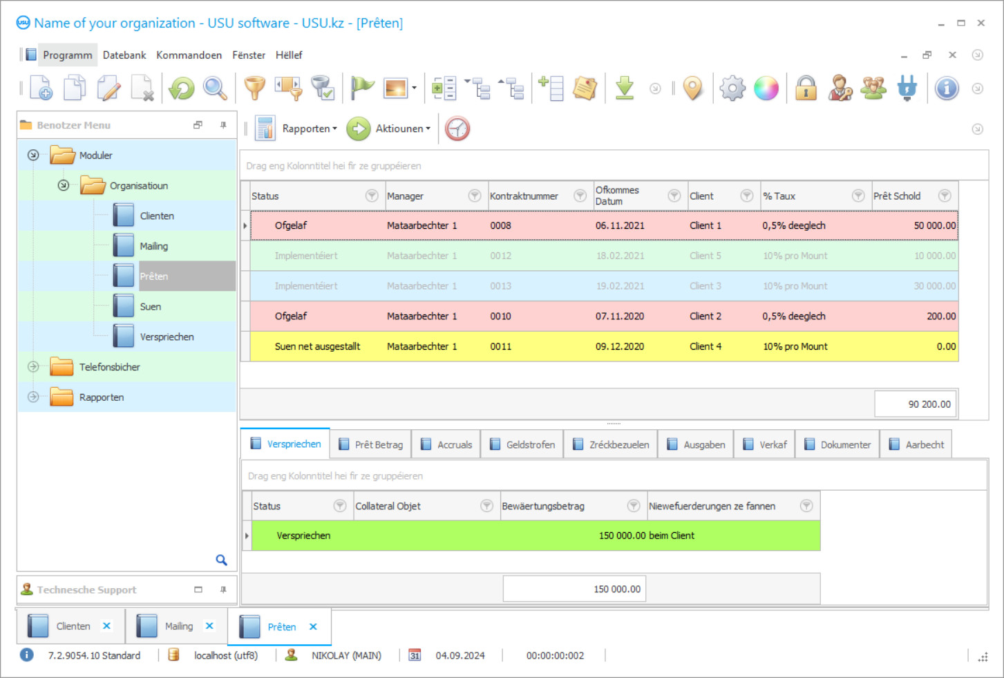 Programm fir Mikrokreditorganisatiounen - Programm Screenshot