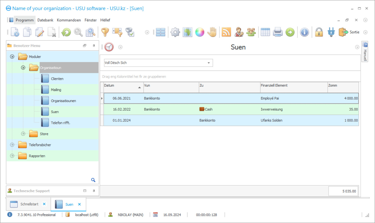 Comptablesmethod fir Akommes an Ausgaben - Programm Screenshot