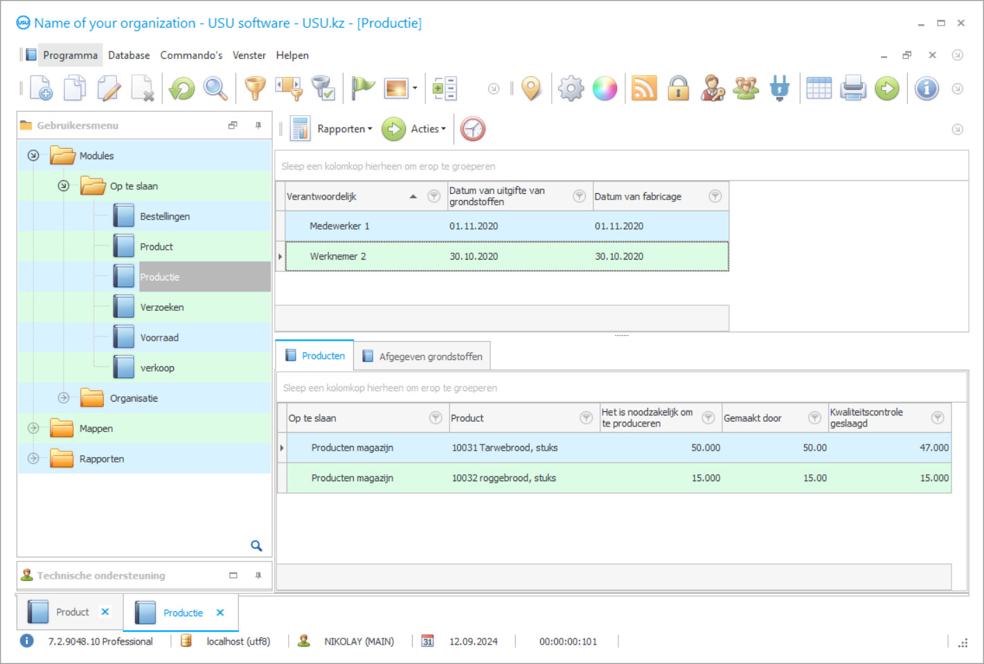 Programma voor productie - Programma screenshot