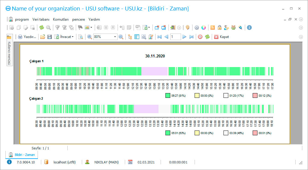 Çalışma süresinin kontrolü - Programın ekran görüntüsü