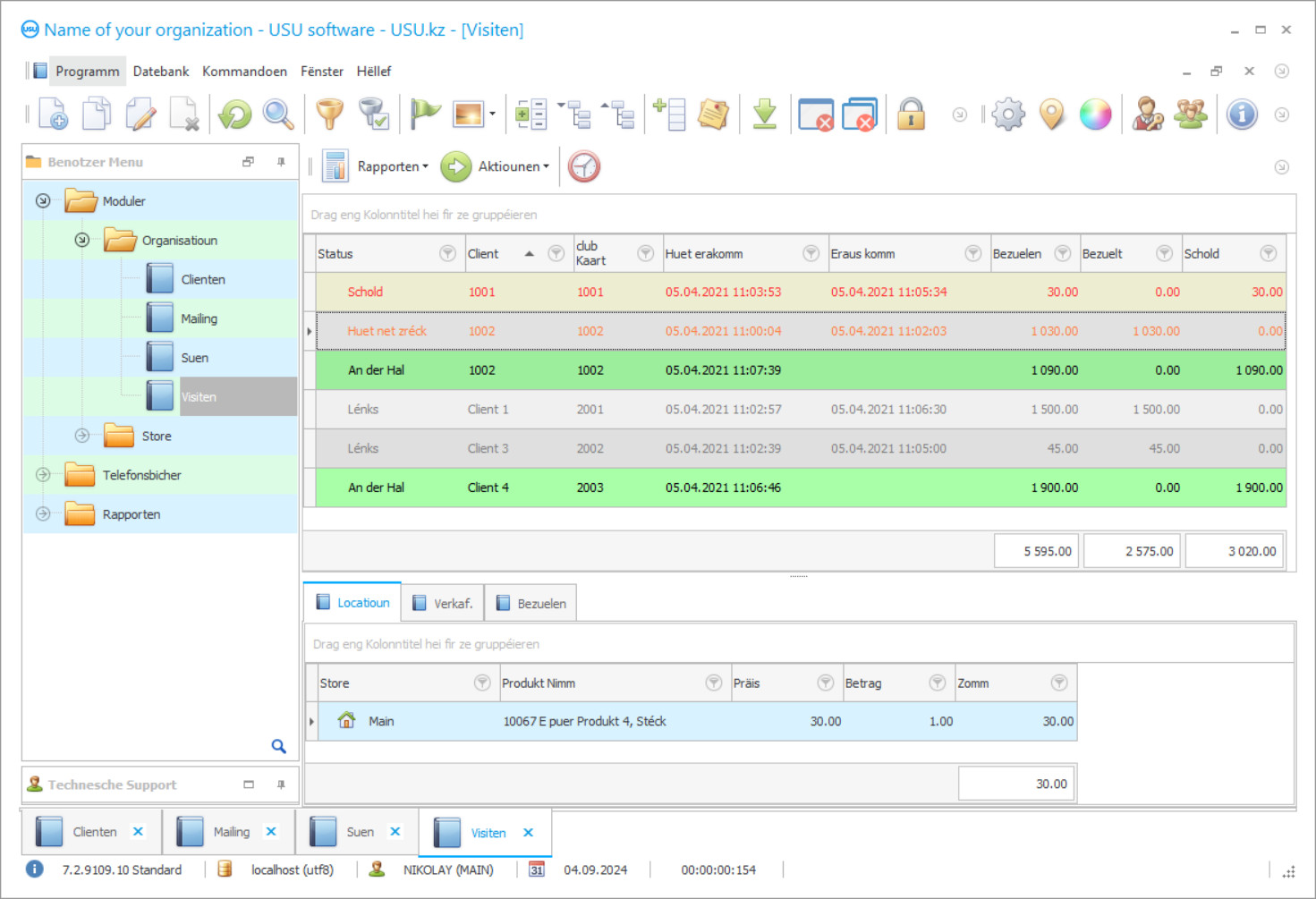 Programm fir Sauna - Programm Screenshot