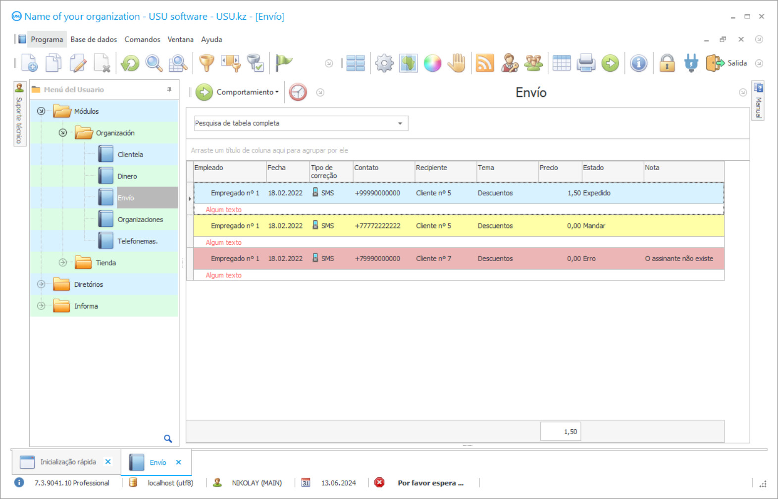 Programa para envio de e-mails - Captura de tela do programa