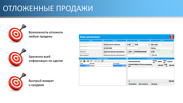 Отложенные продажи
