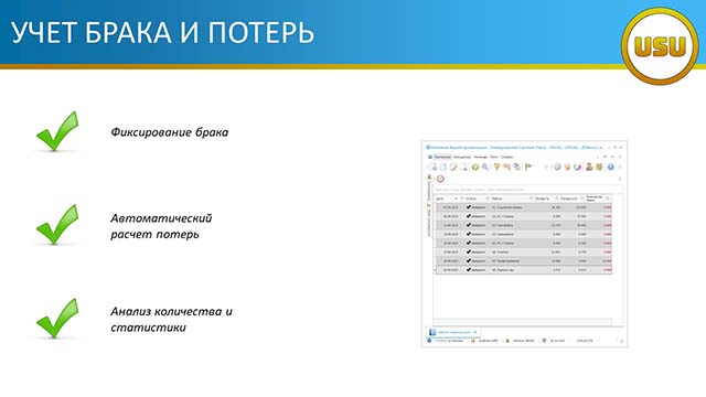 Учет брака и потерь
