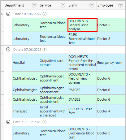 Inserting other previously completed forms into the document