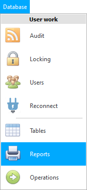 Menu. Access to reports