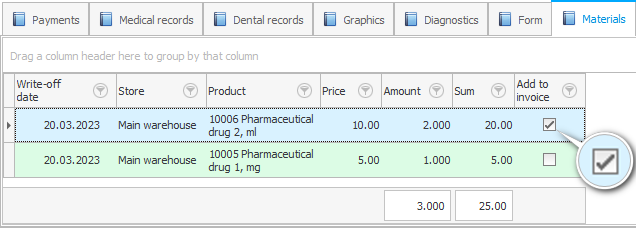 Add item to invoice