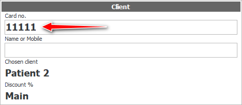 Patient search by club card
