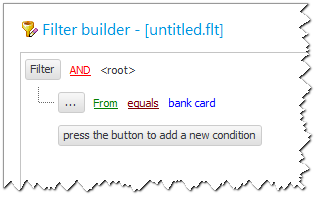 financial transactions. Filter by one field. Condition window