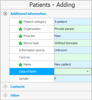 Indtast navnet på den registrerede patient