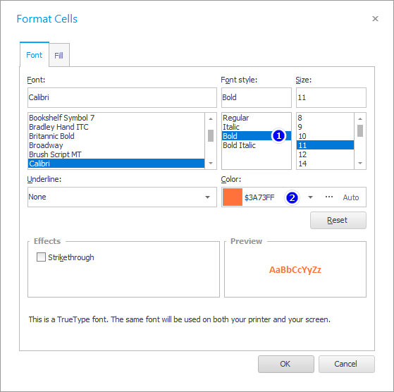 Choosing a font to highlight values in a text box