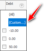 Configuración del filtro