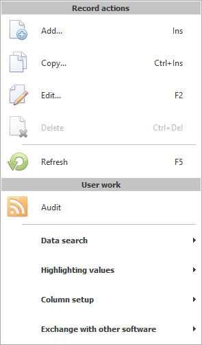Context menu