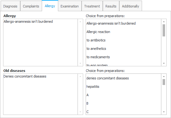 Allergier og tidligere sygdomme