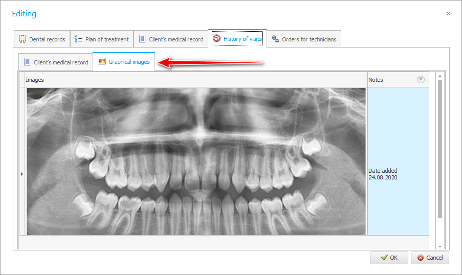 Dental conditions using an adult or pediatric dentition formula