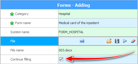 Continue filling out the document