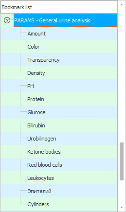 Liste der zur Verwendung verfügbaren Parameter