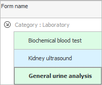 Form of general urine analysis in the list of templates