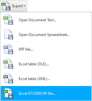 Eksporter rapport til Excel