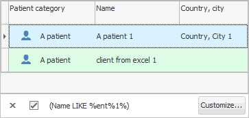 The result of filtering by last name and first name at the same time