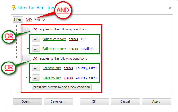 Condition groups when filtering