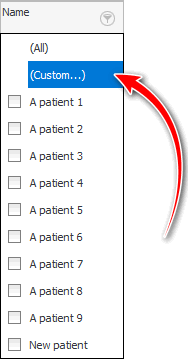 Small filter settings window