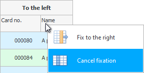 Unfreeze a column