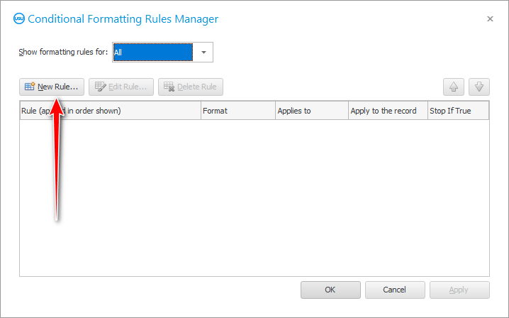 Conditional formatting window
