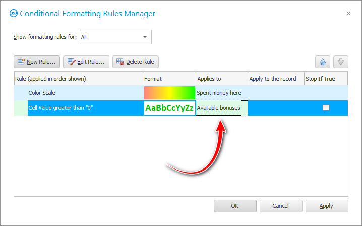 Two formatting conditions