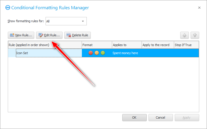 Change conditional formatting