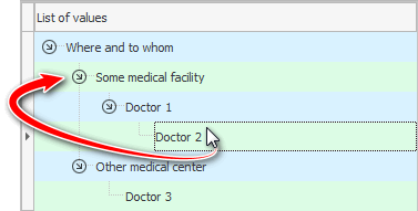 Drag any item to another node