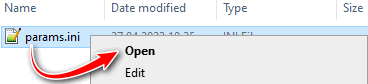 Program settings file