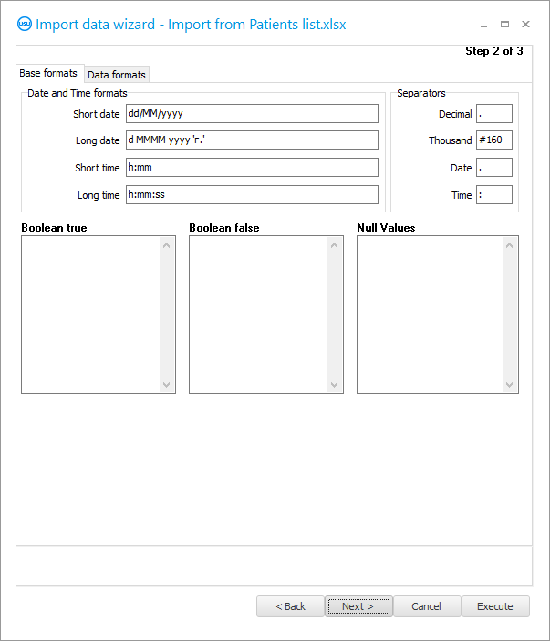 Import dialog. Step 2
