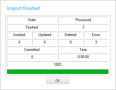 Import result