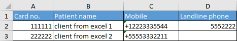 Fields in an excel file to import