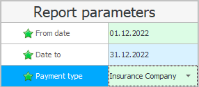 Register for an insurance company. Report Options