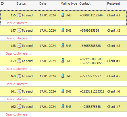 Mass mailing addresses