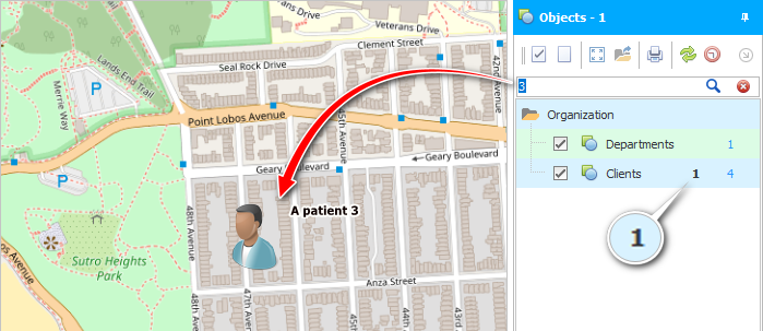 Search on the map