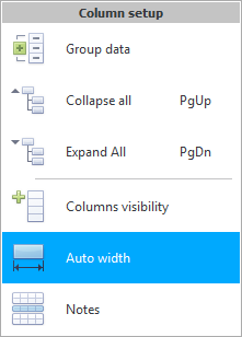 Menu. Column autowidth