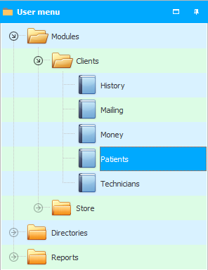 Menu. Clients