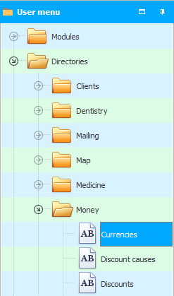 Menu. Currencies